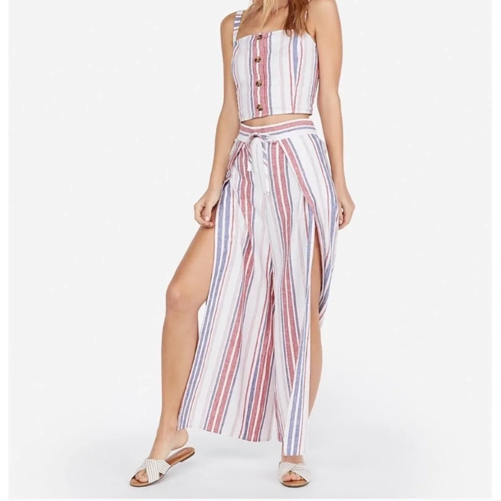 Express Wide Leg Linen Pants - Picture 1 of 7